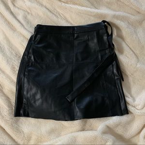 Wilfred Free Faux Leather Wrap Mini Skirt